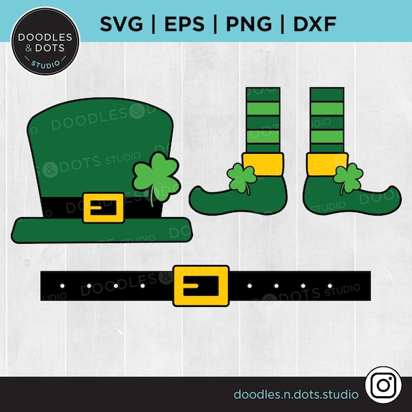 Leprechaun Boots and Hat SVG | Leprechaun Belt Buckle SVG | St Patrick's Day Sublimation | Leprechaun Sublimation PNG | Shamrock Hat svg