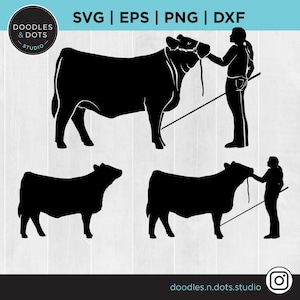 Mostrar vaca SVG, vaca de corte svg, gado de corte svg para Cricut, animal de exibição de gado, silhueta de vaca para rancho de carne, gado svg, mostra de estoque png