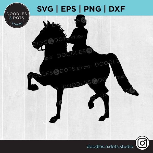 Saddlebred Horse SVG | | american Saddlebred Cheval à 5 allures SVG | Selle Siège cheval et cavalier | Fichier de coupe de chemise Saddlebred pour Cricut SVG png