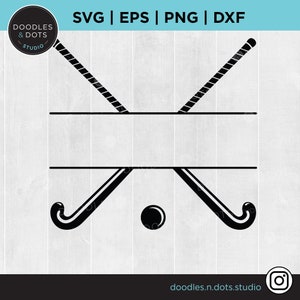 Feldhockey svg, Feldhockey Split Name Rahmen, 2 Feldhockeyschläger und Ball svg, Feldhockey Clipart, Sport Clipart, Feldhockey png