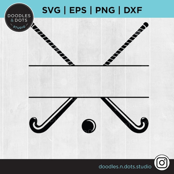 Field hockey svg, Field Hockey Split Name Frame, 2 Field Hockey Sticks and ball svg, Field Hockey clipart, Sports clipart, Field Hockey png