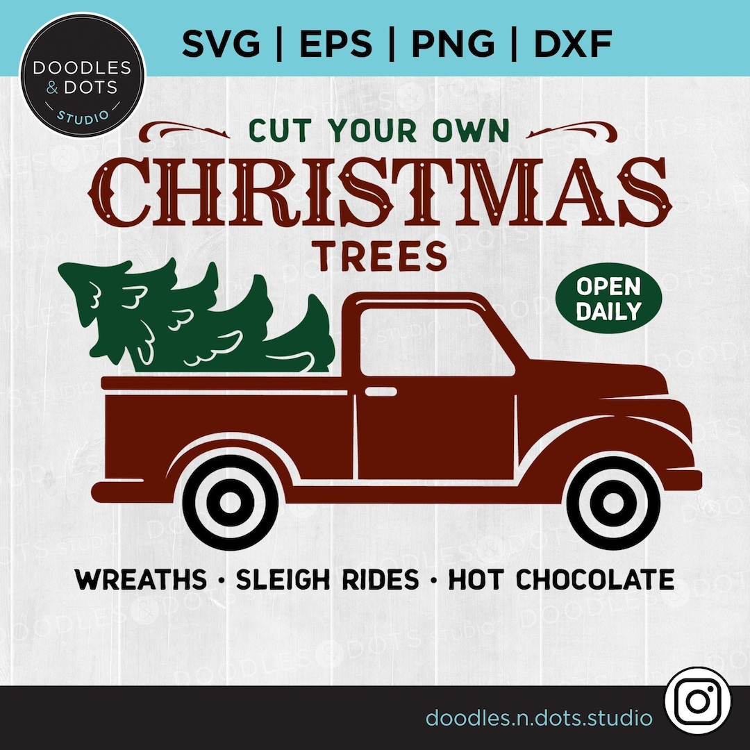 Red Pickup Truck With Christmas Tree Svg, Christmas Tree Farm, Cut Your