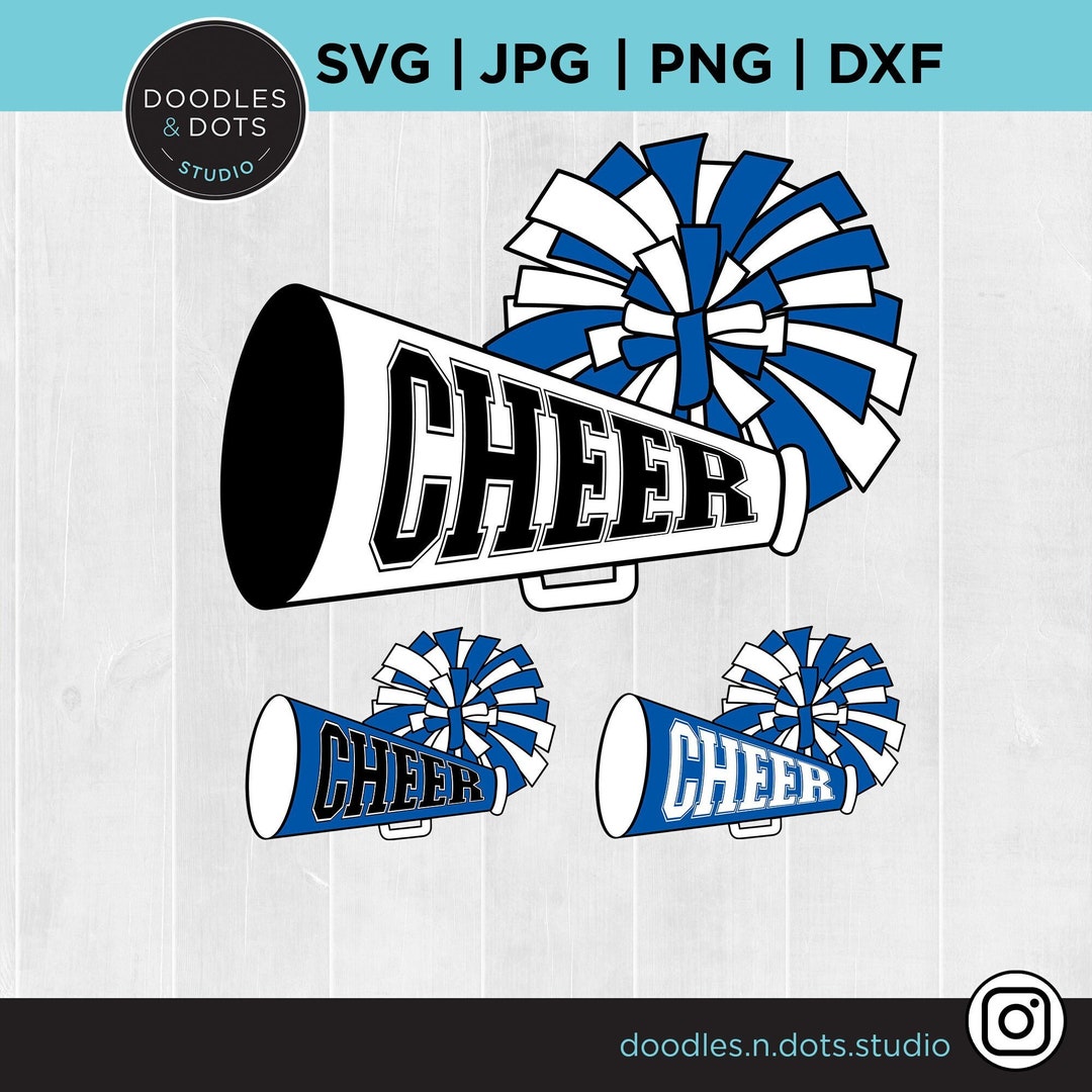 Cheer Svg, Pom Pom and Cheer Megaphone Svg, Sports Clipart, Cheerleader