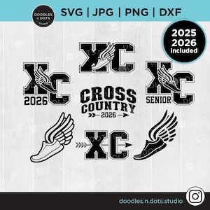 Cross Country SVG Bundle 2026 & 2025, XC Sport svg, Cross Country Running clipart, Shoe with Wings, Cross Country Runner Digital Download