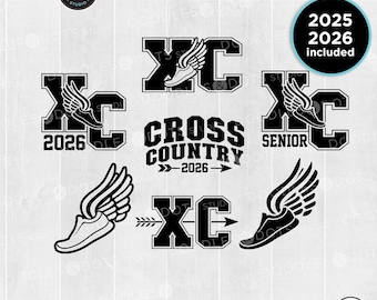 Cross Country SVG Bundle 2026 & 2025, XC Sport svg, Cross Country Laufen Clipart, Schuh mit Flügeln, Cross Country Läufer Digital Download