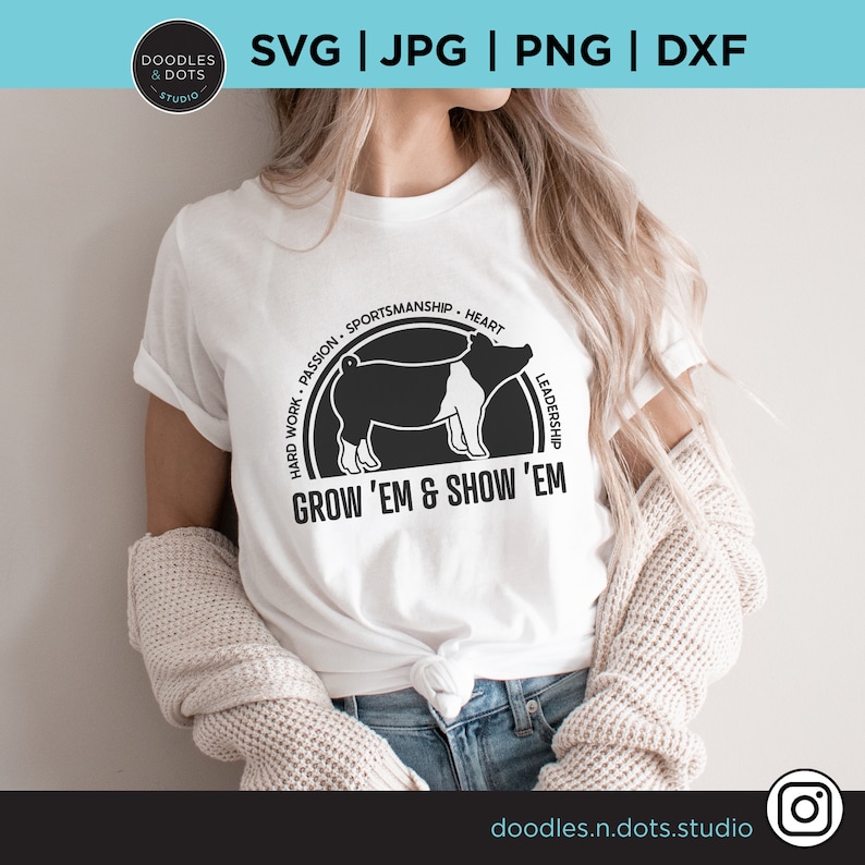 Show Pig SVG, Pig SVG, Show Stock, Livestock svg, Grow Em & Show Em svg, Hog, Sow silhouettes, County Fair, Take Me to the Fair t shirt svg image 2