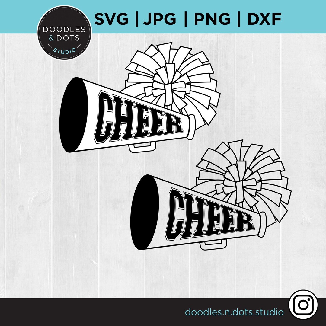 Cheer Svg, Pom Pom and Cheer Megaphone Svg, Sports Clipart, Cheerleader
