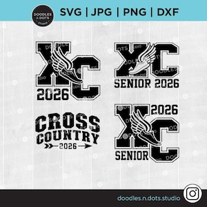 2025 & 2026 Cross Country SVG, XC svg, Sport svg, Cross Country Running clipart, X-Country Senior, Cross Country Runner svg, Winged Shoe