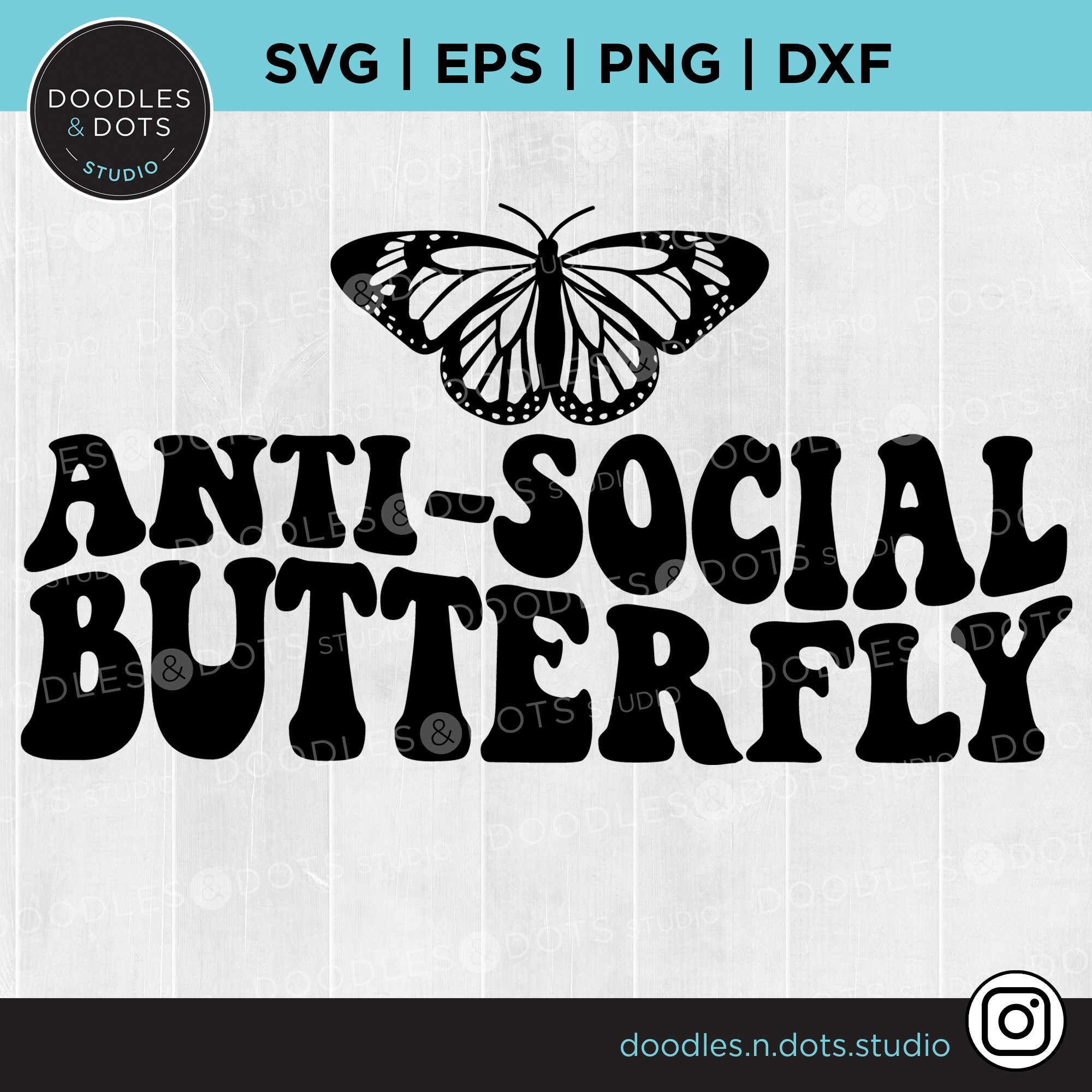 Anti Social Svg Anti-social Butterfly Svg Not a People - Etsy