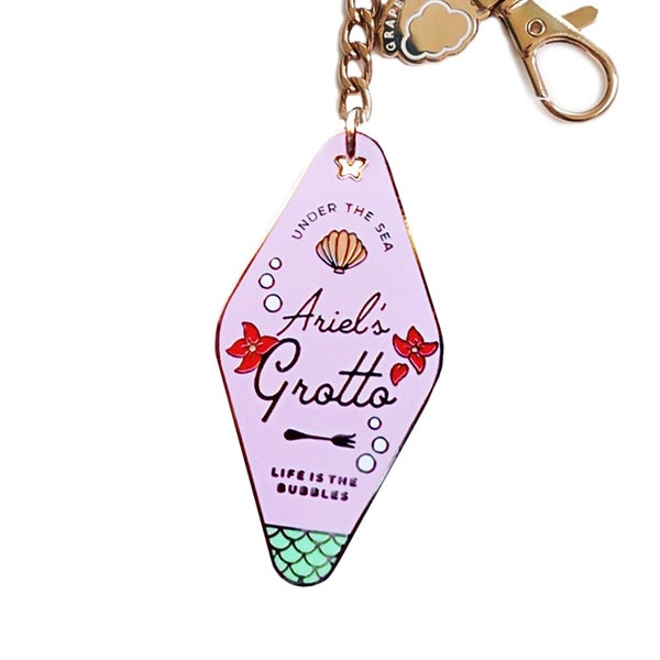 Ariels Grotte kleine Meerjungfrau Keychain | Metall Cottage Schlüsselbund | Grape Soda Club | Hausschlüssel, Disney, Unter dem Meer, das Leben ist die Blasen