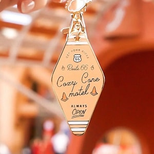 Cozy Cone Motel Cars Land Disney Motel Keychain | Metal Motel Keychain | Grape Soda Club | House Warming Keys, DCA, California Adventure