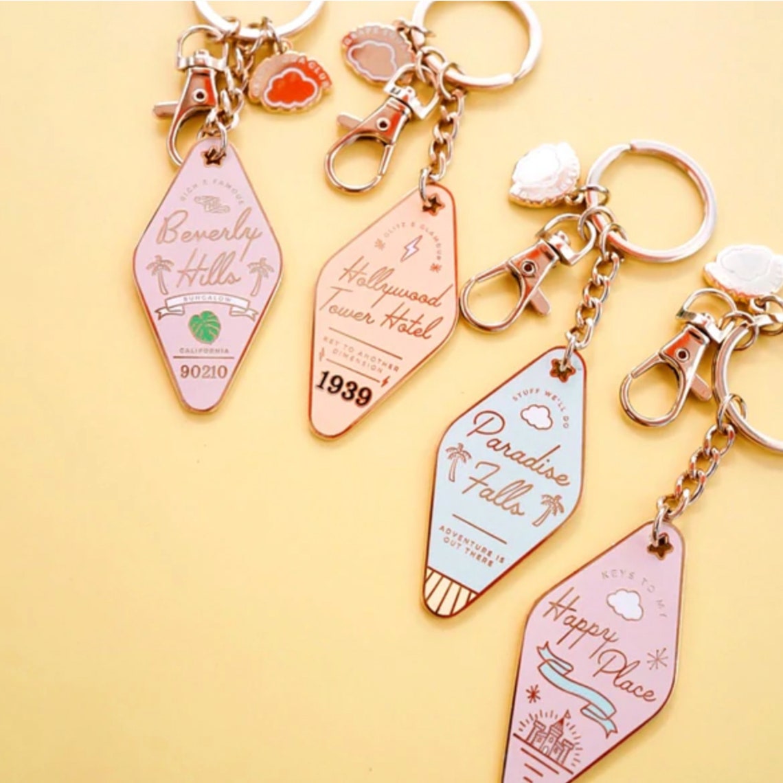 Metal Motel Keychain Hollywood Tower Hotel Disney Keychain Etsy