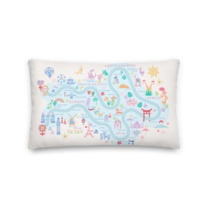 It's a Small World Ride Premium Pillow | Grape Soda Club Mary Blair Ride Pastel Disney Ride, Disneyland Disney World, Disney Home Decor Gift