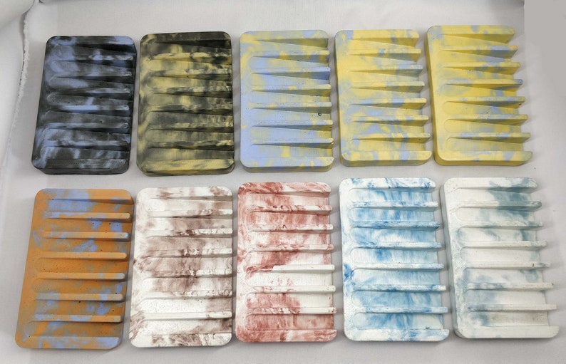Concrete soap dish double colorcement dash bathroom Etsy