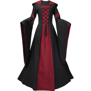 Dornbluth Carnival Halloween Renaissance Middle Ages medieval ladies dress robe Josephine Black-Bordeux Made in Germany