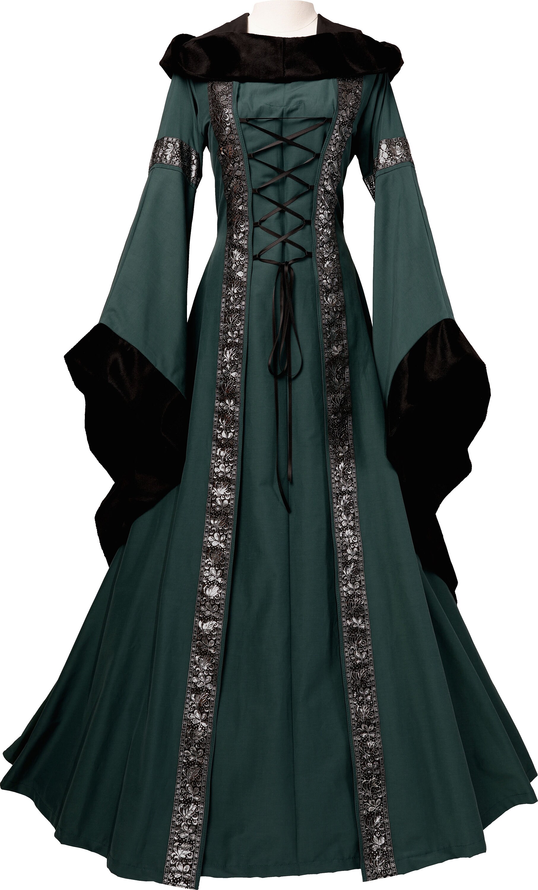 Dark green medieval dress sale
