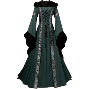 Dornbluth Carnival Larp Halloween Renaissance Middle Ages medieval ladies dress robe Sarah dark green-black Made in Germany