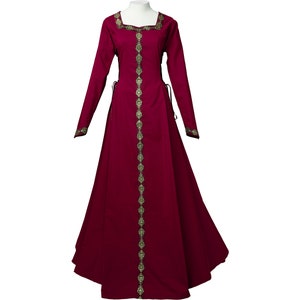 Dornbluth Carnaval Larp Halloween Cosplay Renacimiento Edad Media medieval damas vestido túnica Estelle Burdeos Hecho en Alemania