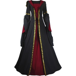 Dornbluth Carnival Halloween Renaissance Middle Ages medieval ladies dress robe Magdalena Black-Bordeaux Made in Germany