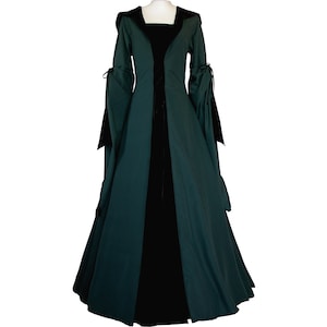 Dornbluth Carnival Larp Halloween Renaissance medieval ladies dress robe Milienn dark green-black Handmade in Germany