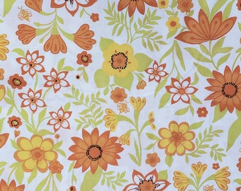 Vintage Groovy Flower Sheets Fabric 1960s 1970s Fun Retro Print - By the Half Yard