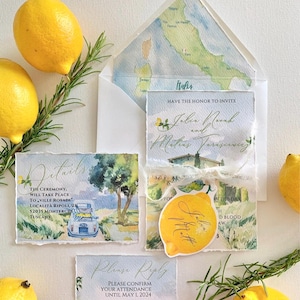 Lemon wedding invitation template, Tuscany wedding invitation, printable botanical, Italian wedding Toscan wedding, Destination Wedding