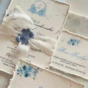 Suite per inviti di nozze in giardino, inviti di nozze in carta fatta a mano, inviti con bordo decorato, inviti di nozze romantici, carta di cotone