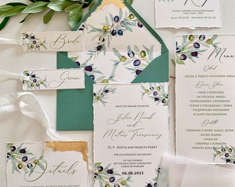 Olive tree wedding invitation template, Tuscany wedding olive wedding invitation, Wedding Invitation Italian Olive Branch Wedding Stationery