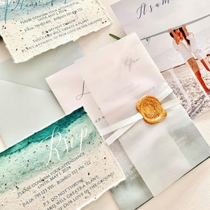 Invito di carta con semi, piantabile, ecologico, biodegradabile, fatto a mano, invito di nozze personalizzato, modello di invito di nozze con foto