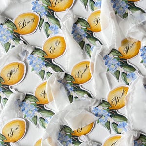 LEMON Namenskarten | Namenskarte | Namenskarten zur Hochzeit | Zitronen | Goldener Rand | Italienische Hochzeit