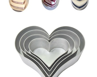 4 Tier Heart Multilayer Birthday Wedding Anniversary Cake Tins - 6",8",10",12" (3" Deep)