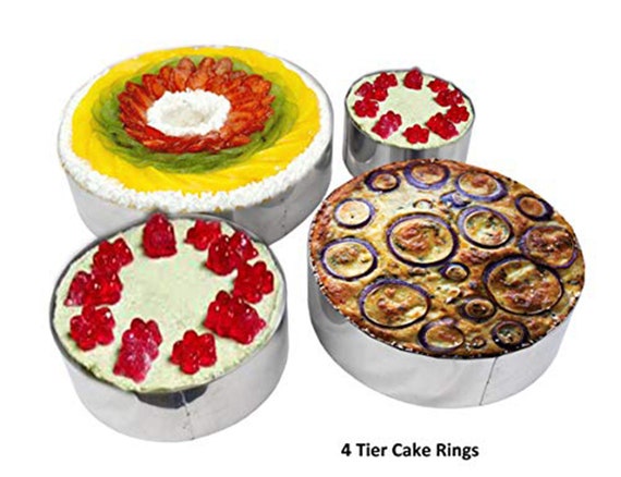 Set of 4 Round Mousse Cake Baking Rings Cutters Bottomless by EUROTINS 