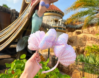 PRE ORDER Pink or LILAC Mermaid Ariel inspired mouse ears pink and lilac