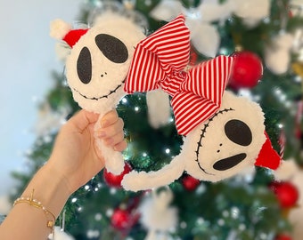 Fluffy sherpa jack skellington nightmare before Christmas inspired mouse ears