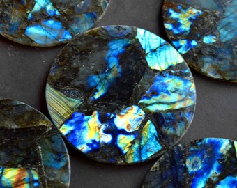 Round Multi Labradorite coaster set labradorite drink Handmade Tea coaster stone