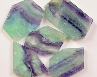 5 Pcs 1364 Cts  Natural Fluorite Slice Loose Gemstone for jewellery making 63x32 59x37mm #19626