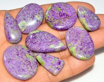8Pcs 194Cts Natural Purple Stichtite Gemstone Cabochon Lot for Crystal Healing 32x25 25x15mm #17706