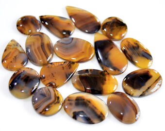 16 Pcs 209 Cts Natural Montana Agate Cabochon Loose Lot Gemstone Mix Shape and Size Loose Wholesale Gemstone Lot 30x15 14x14mm #16270