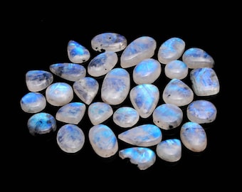 29 Pcs 264 Cts  Natural Rainbow Moonstone Loose Stones Wholesale Lot for Jewelry Making 11x11 26x13 mm #19892