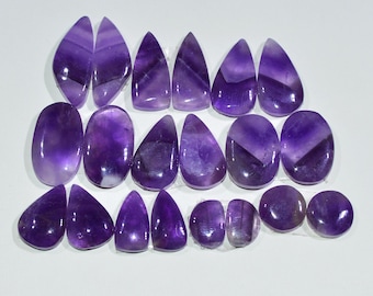 10 Pair 110 Cts Natural Purple Amethyst Cabochon Pair Loose Gemstone Wholesale Lot Jewelry Making 15x8 8x8mm #19527