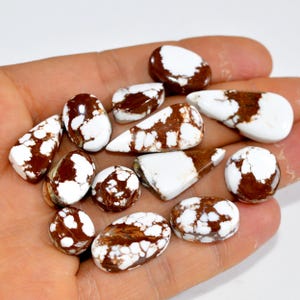 13Pcs 162Cts Natural Brown Wild Horse Jasper Cabochon Gemstone Lot Healing Gemstone Pendants Handmade Jewelry Supplies 30x12 10x10mm #15364