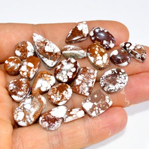 20Pcs 121Cts Natural Wild Horse Jasper Cabochon Gemstone Lot Mixed Shapes For Pendants Handmade Jewelry Supplies 20x9 10x6mm #15396