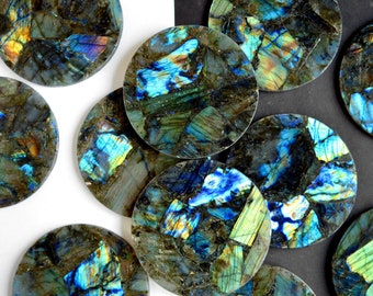 Natural Blue Labradorite Gemstone Round Coaster, Crystal Coaster, Housewarming gift,Platters, DinnerWare  Coaster Set Size 3.5 inch