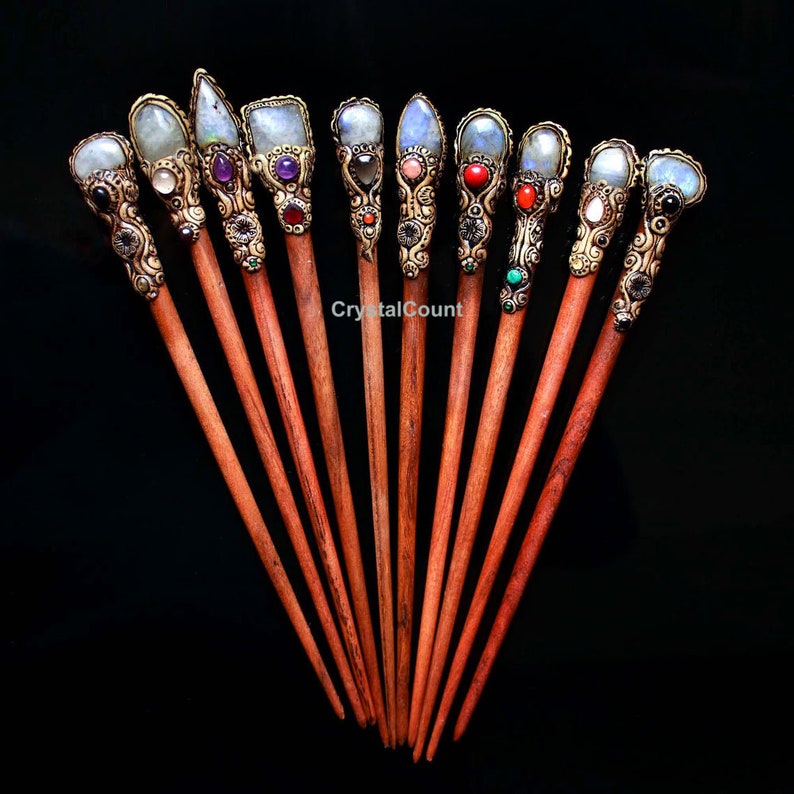 Moonstone Cabochon Hair Stick Polymer Clay Hair Sticks Etsy