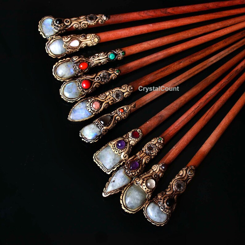 Moonstone Cabochon Hair Stick Polymer Clay Hair Sticks Etsy