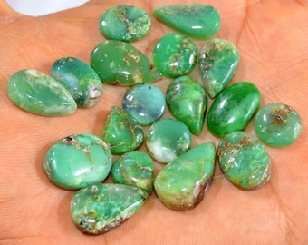 18Pcs 110Cts Natural Chrysoprase Cabochon Loose Gemstone Lot Mixed Shapes Sizes Healing Crystal For Jewelry Making 20x10 10x10mm #15952