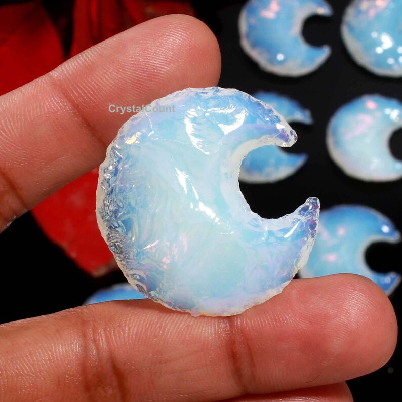 Opalite LUNE CRESCENT MOON Healing Stone métaphysique Verre Opal Carving GP645 Opalite LUNE CRESCENT MOON Healing Stone métaphysique Verre Opal Carving GP645