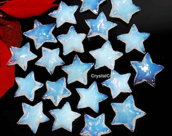 5Pcs opalite star Carvings Crystal, Metaphysical Star Jewelry Carving Gemstone, Crescent Star Gemstone Pendant for Women Birthday gift