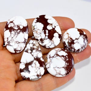 5Pcs 186Cts Natural Wild Horse Jasper Cabochon Gemstone Lot Mixed Shapes For Pendants Handmade Jewelry Supplies 39x20 22x22mm #15407