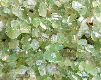 Natural Prehnite Gemstone, Green Prehnite Faceted Tumble, Healing Crystal, Polished Lot For Jewelry Making Mix Shapes and Sizes Beads Strand